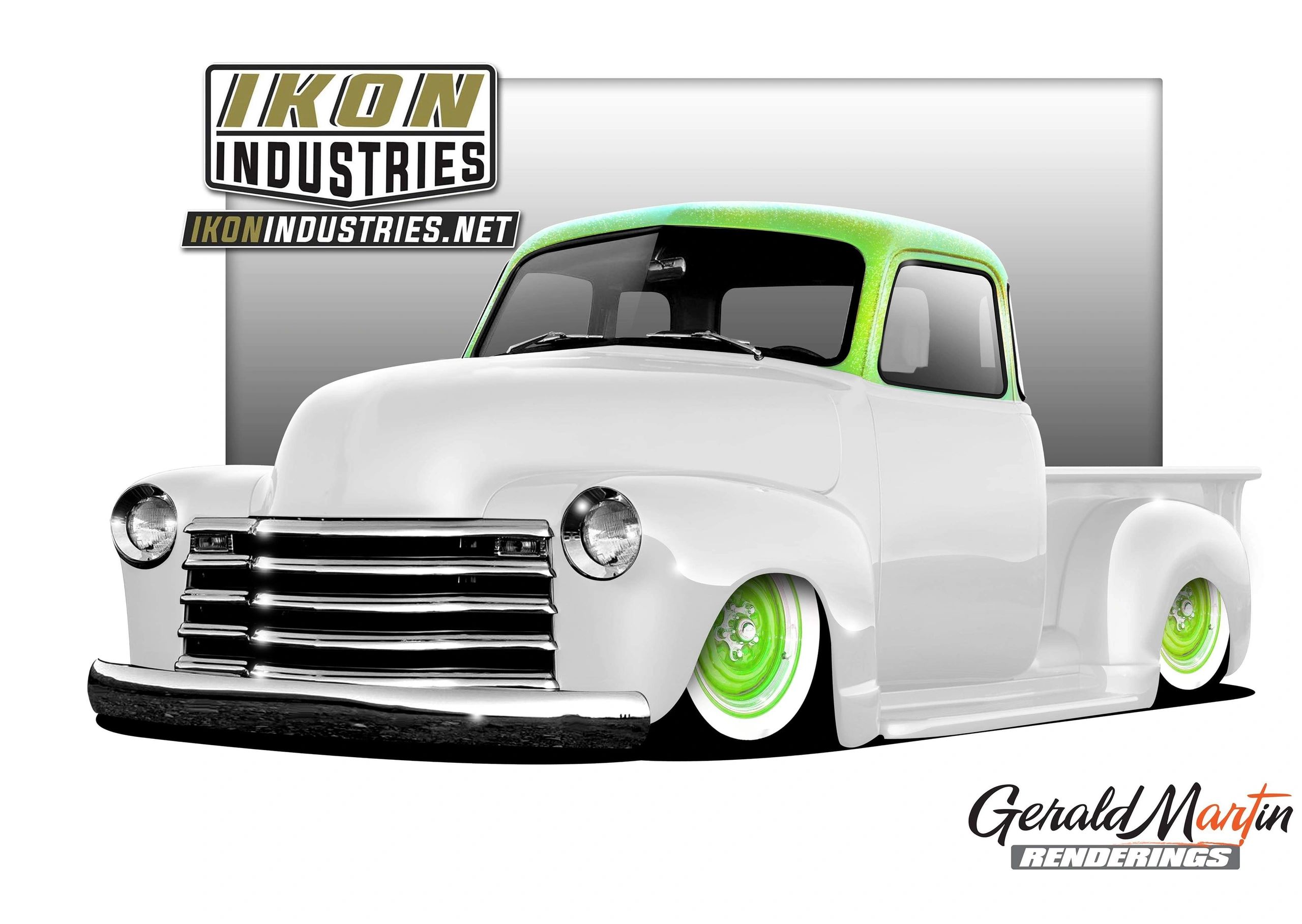 1950 Chevy 3100 restomod air suspension SEMA build by Ikon Industries Ontario CA